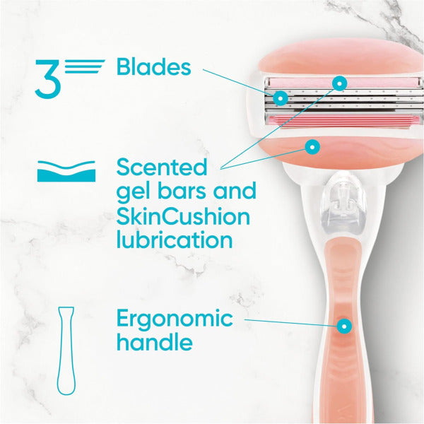 Gillette Venus ComfortGlide Spa Breeze Women's Razor + 3 2-In-1 Razor Blade Refills