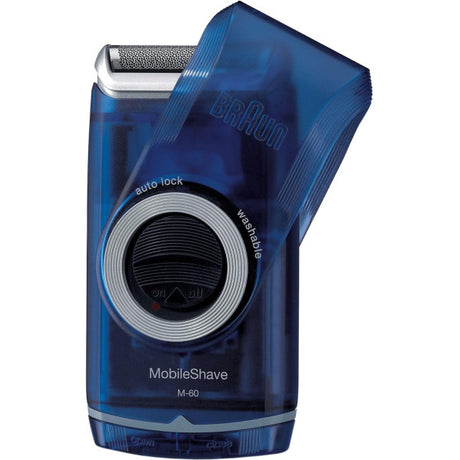 Braun PocketGo Mobile Shave Electric Travel Shaver M60, With Travel Lock - Blue