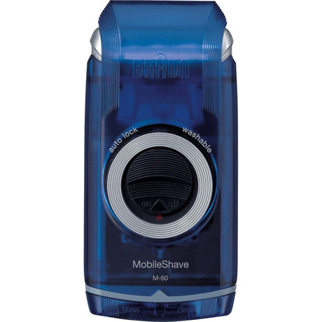 Braun PocketGo Mobile Shave Electric Travel Shaver M60, With Travel Lock - Blue