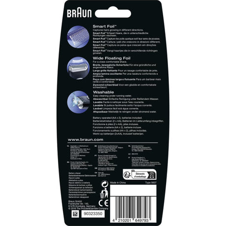 Braun PocketGo Mobile Shave Electric Travel Shaver M60, With Travel Lock - Blue