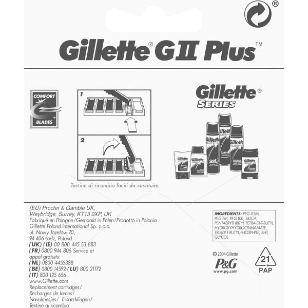Gillette Lubrastrip GII Plus Men's Razor Blades - Pack of 5 Refill Blades