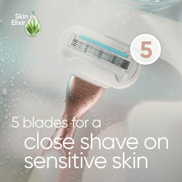 Gillette Venus Deluxe Smooth Sensitive Women's Razor + 1 Blade Refill with Rose Gold Metal Handle