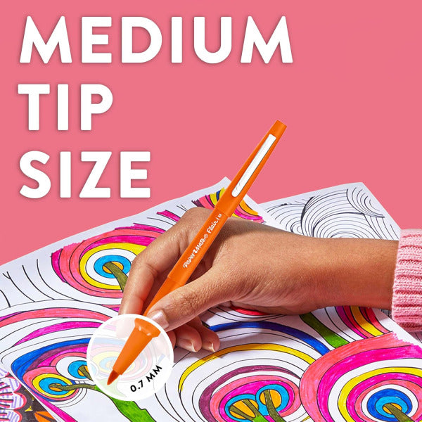 Paper Mate Flair Fibre Tip Pens, Medium 0.7mm, Black Ink, Pack of 5 (20289096)