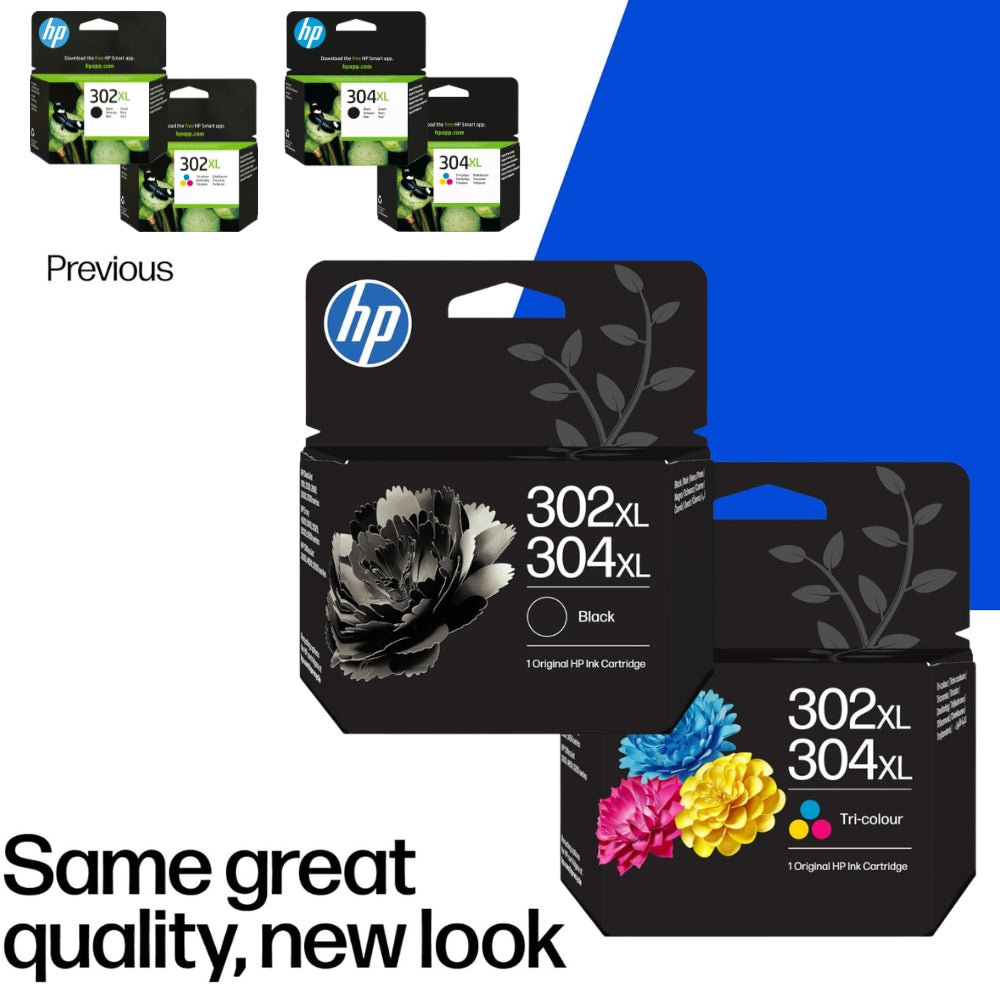 HP 302XL/304XL Black and Colour Ink Cartridge Bundle Pack