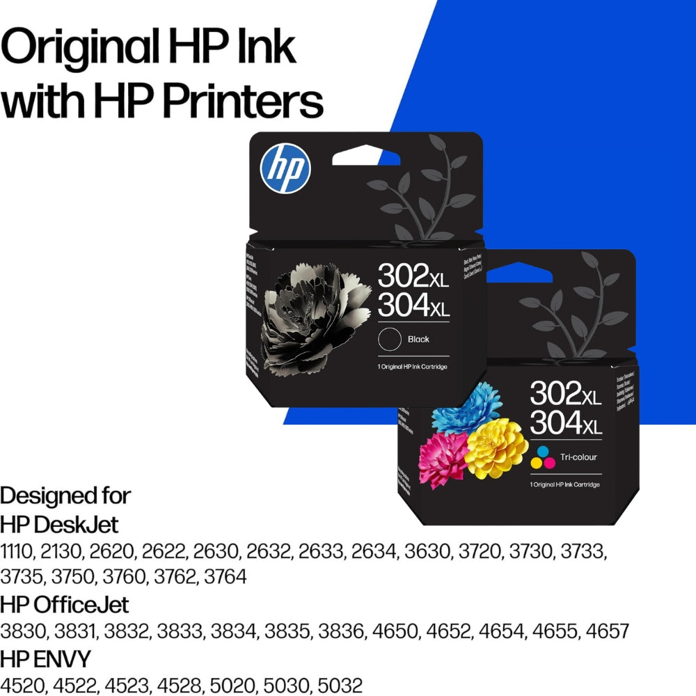 HP 302XL/304XL Black and Colour Ink Cartridge Bundle Pack