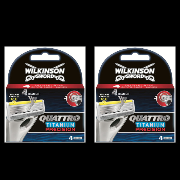 Wilkinson Sword Quattro Titanium Precision Razor Blades - 2 Packs of 4