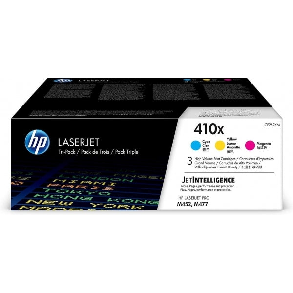 HP 410X 3-Pack High Yield Cyan/Magenta/Yellow Original LaserJet Toner Cartridges - CF252XM