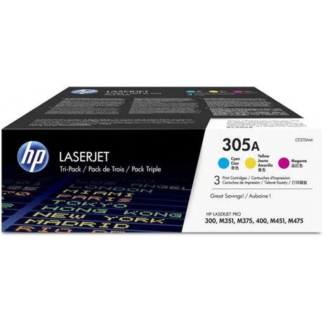 HP 305A 3-Pack Cyan/Magenta/Yellow Original LaserJet Toner Cartridges - CF370AM