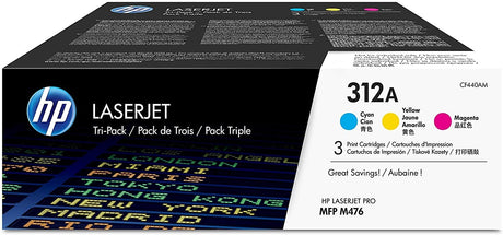 HP 312A 3-Pack Cyan/Magenta/Yellow Original LaserJet Toner Cartridges - CF440AM