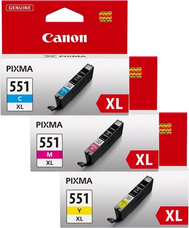 Canon CLI-551XL Cyan Magenta Yellow Ink Cartridge Bundle Pack