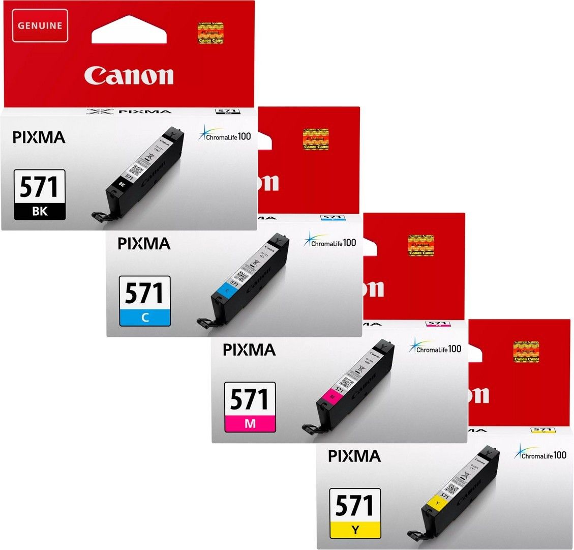 Canon CLI-571 Black Cyan Magenta Yellow Ink Cartridge Bundle Pack