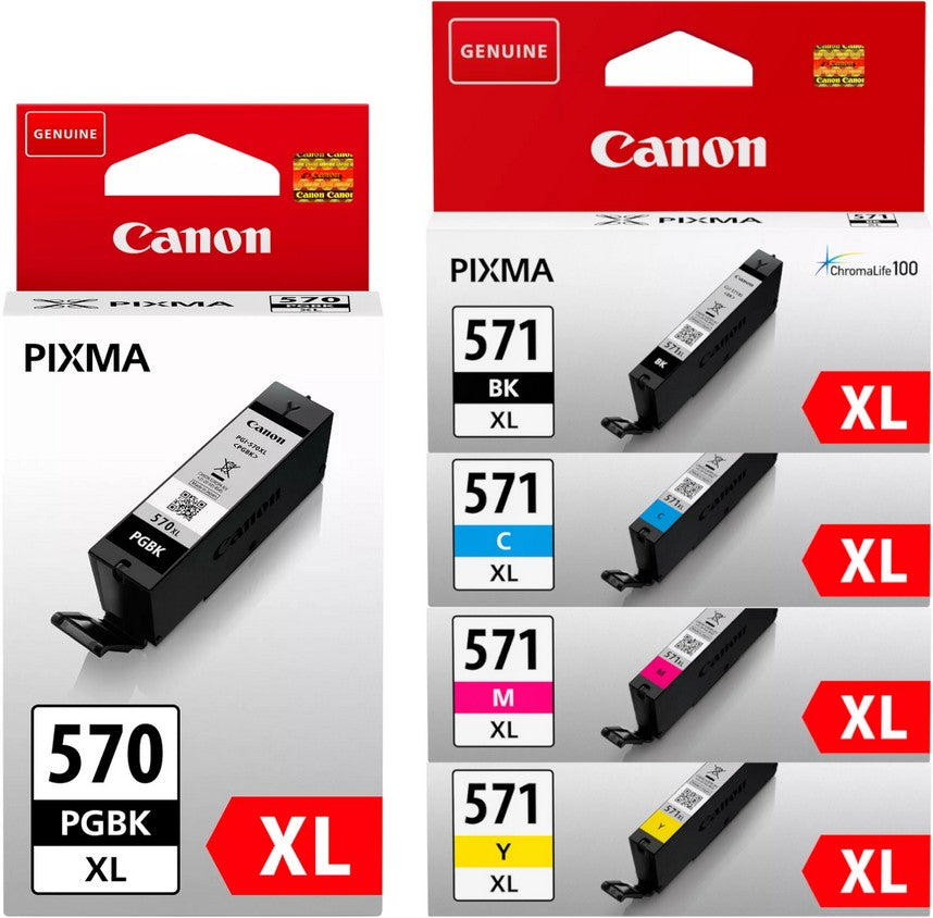 Canon PGI-570XL Black and CLI-571XL Black Cyan Magenta Yellow Ink Cartridge Bundle Pack