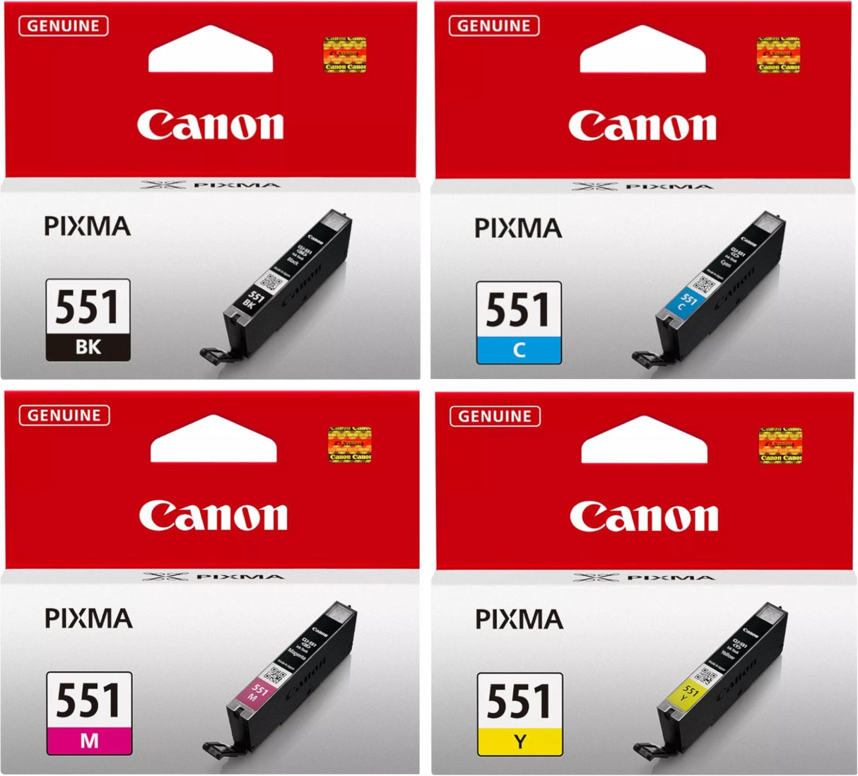 Canon CLI-551 Black Cyan Magenta Yellow Ink Cartridge Bundle Pack