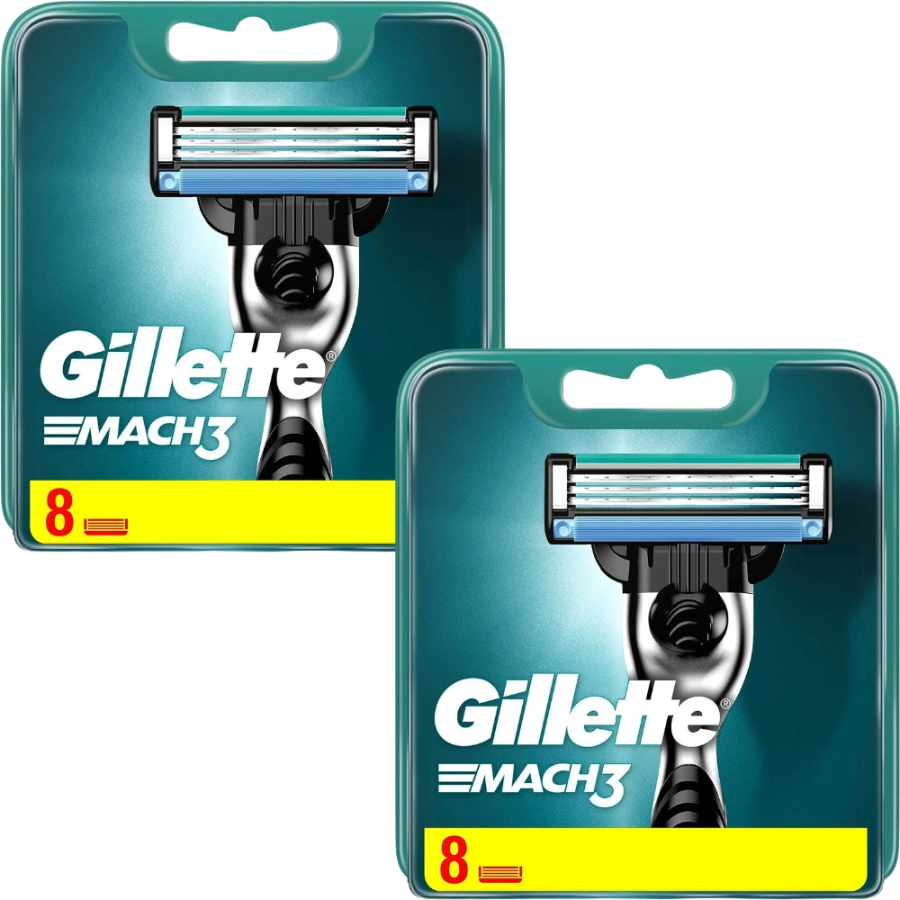 Gillette Mach3 Razor Blades - 16 Piece Bundle (2 Packs of 8)