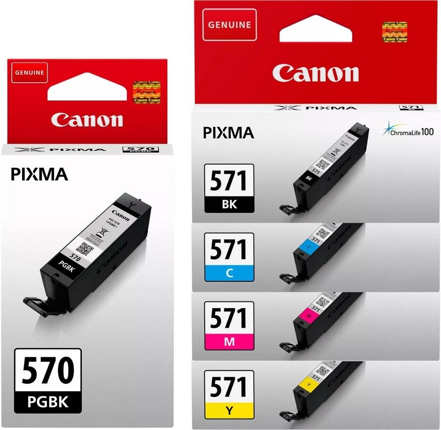 Canon PGI-570 Black and CLI-571 Black Cyan Magenta Yellow Ink Cartridge Bundle Pack
