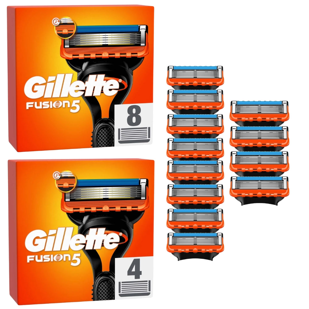 Gillette Fusion5 Razor Blades - 12 Piece Bundle (8 Pack + 4 Pack)