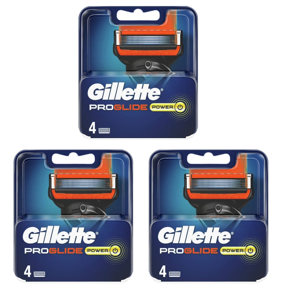 Gillette ProGlide Power Razor Blades - 12 Piece Bundle (3 Packs of 4)