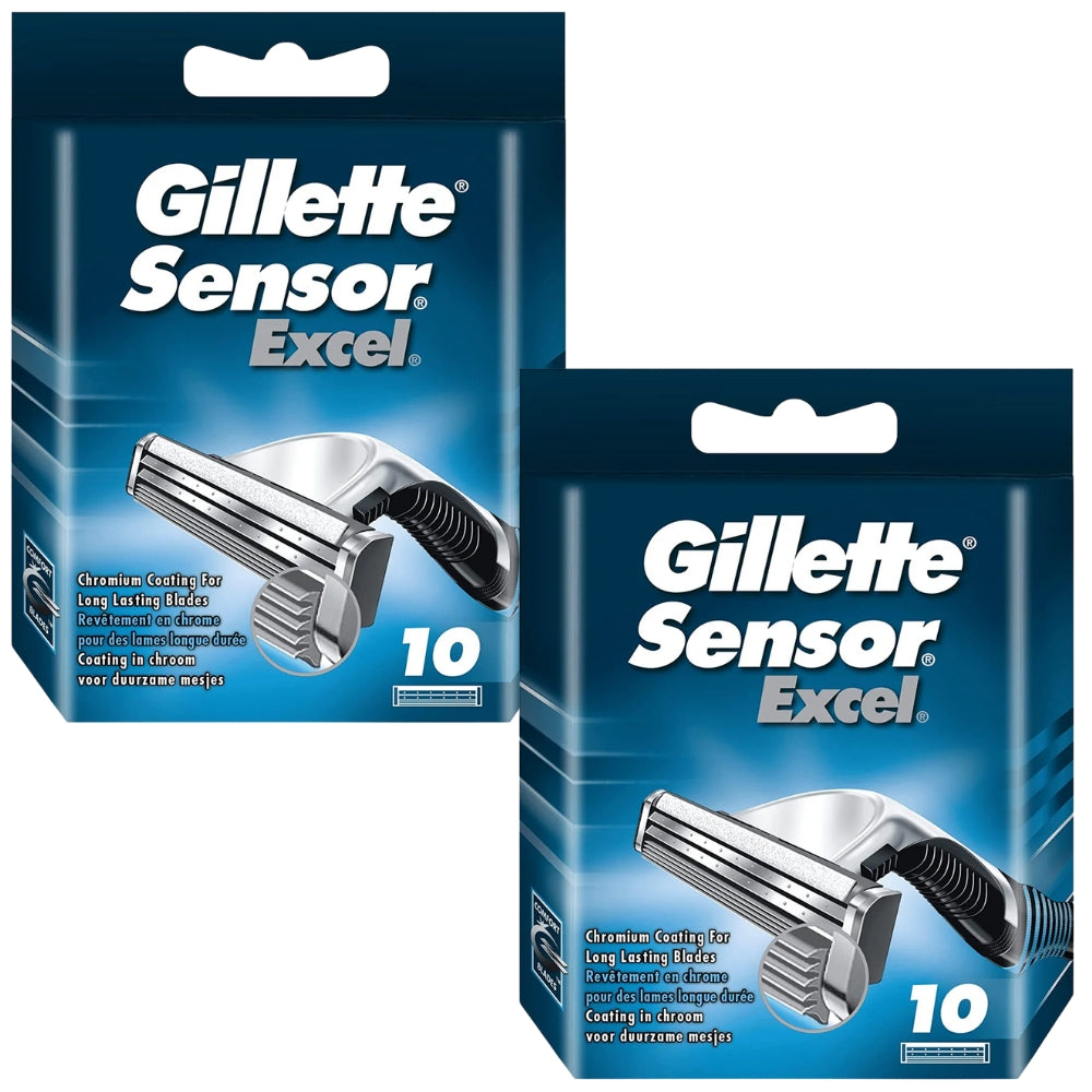 Gillette Sensor Excel Razor Blades - 20 Piece Bundle (2 Packs of 10)