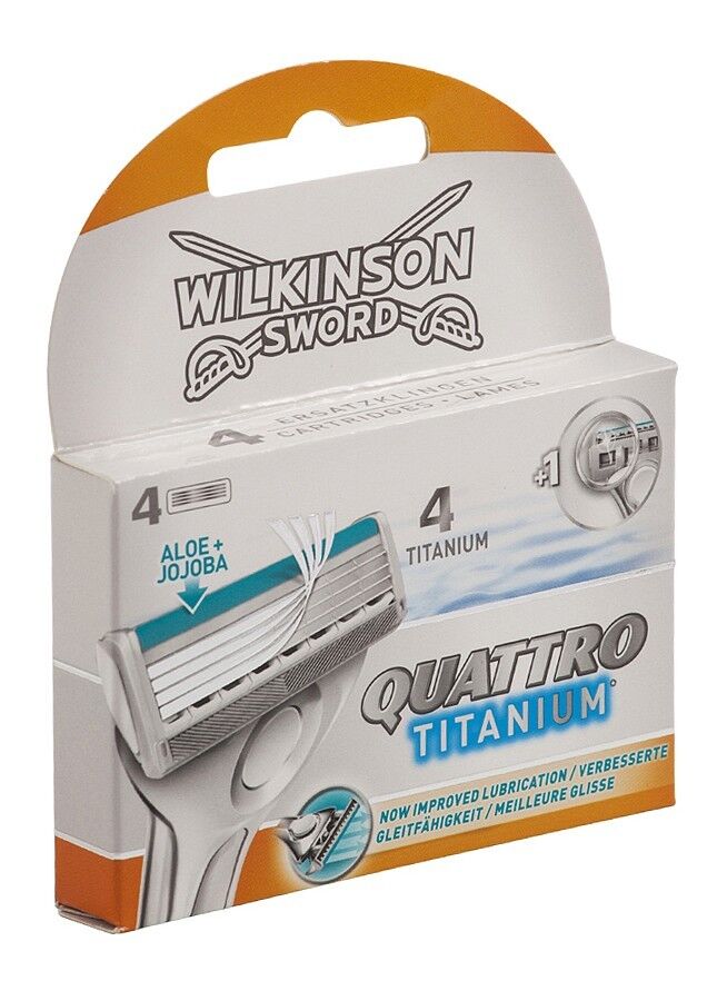 Wilkinson Sword Quattro Titanium Aloe and Jojoba Razor Blades - 4 Pack