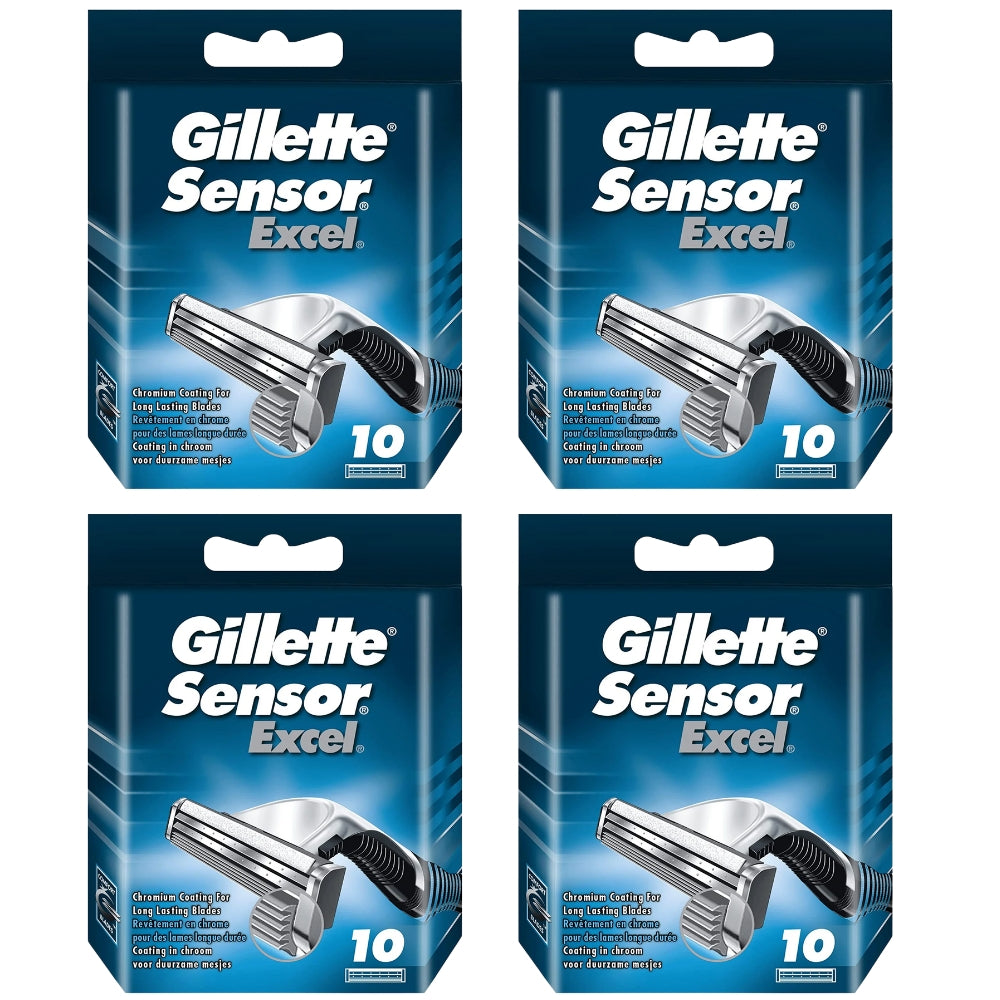 Gillette Sensor Excel Razor Blades - 40 Piece Bundle (4 Packs of 10)