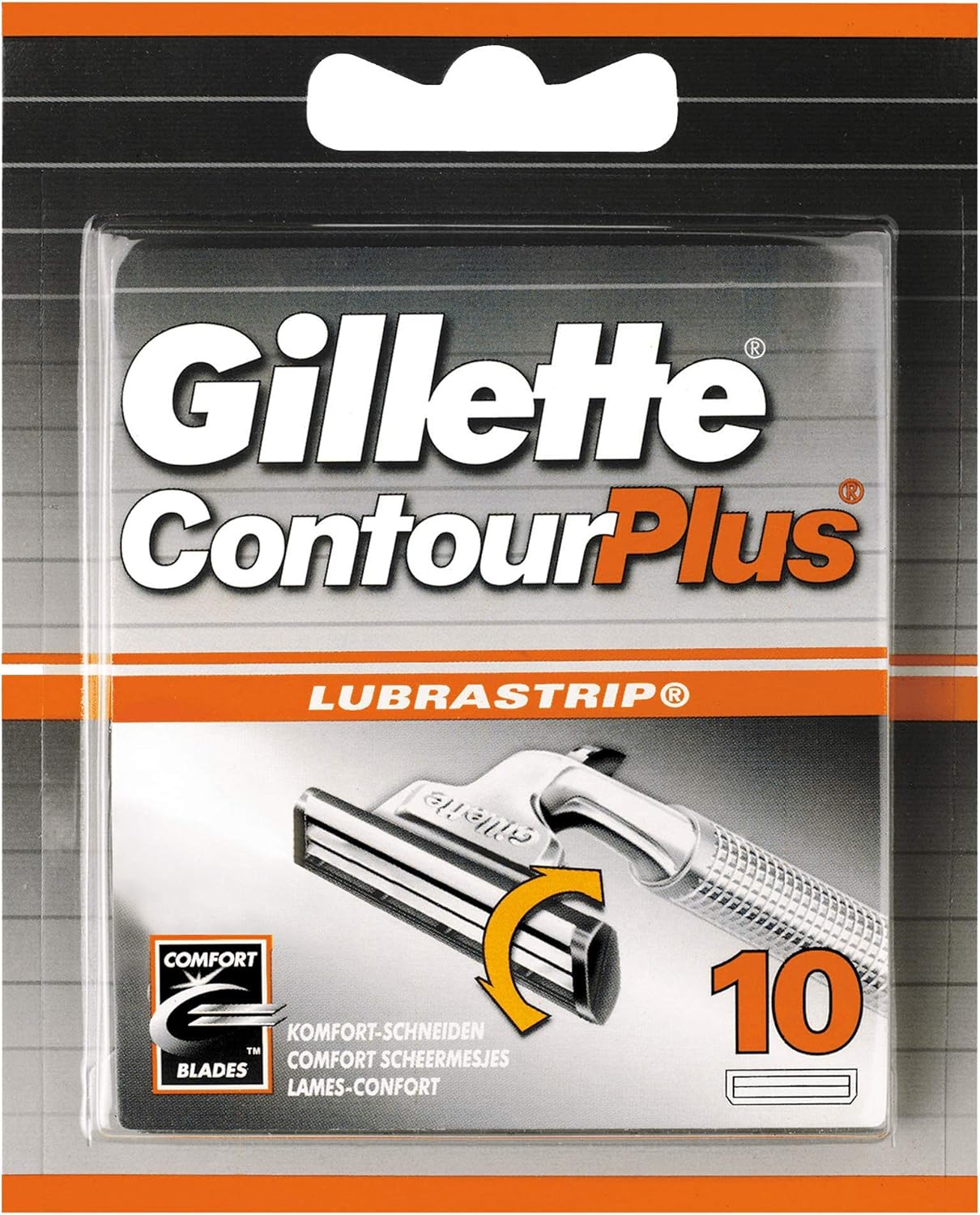 Gillette Contour Plus Razor Blades Men Pack of 10 Razor Blade Refills with Lubrastrip and Comfort System