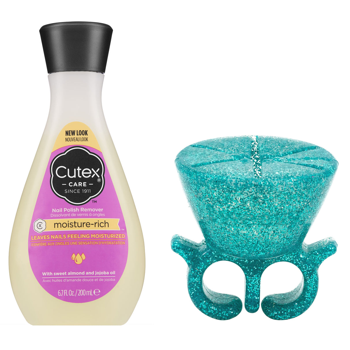 Cutex 100ml Moisture Rich Nail Polish Remover with Tweexy Nail Polish Holder - Mermaid Sparkle