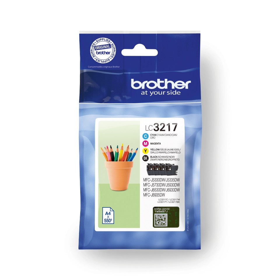 Brother LC3217 Black Cyan Magenta Yellow Ink Cartridge Value Pack - LC3217VAL
