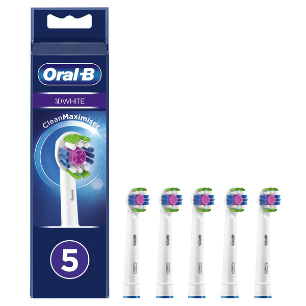 Oral-B 3D White Replacement Heads for Electric Toothbrush with CleanMaximiser Technology - 5 Pack