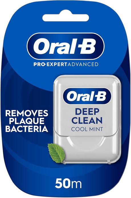 Oral-B Pro-Expert Advanced Waxed Dental Floss - Deep Clean - Removes Plaque - Cool Mint Flavour Dental Tape - 50m