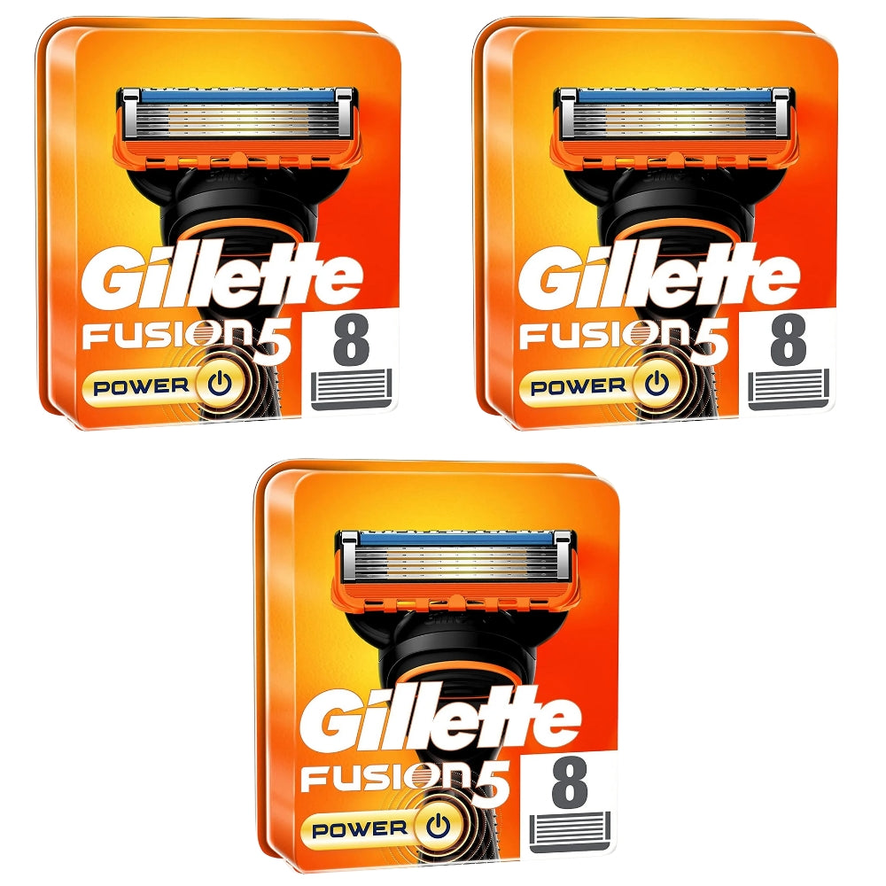 Gillette Fusion5 Power Razor Blades - 24 Piece Bundle (3 Packs of 8)