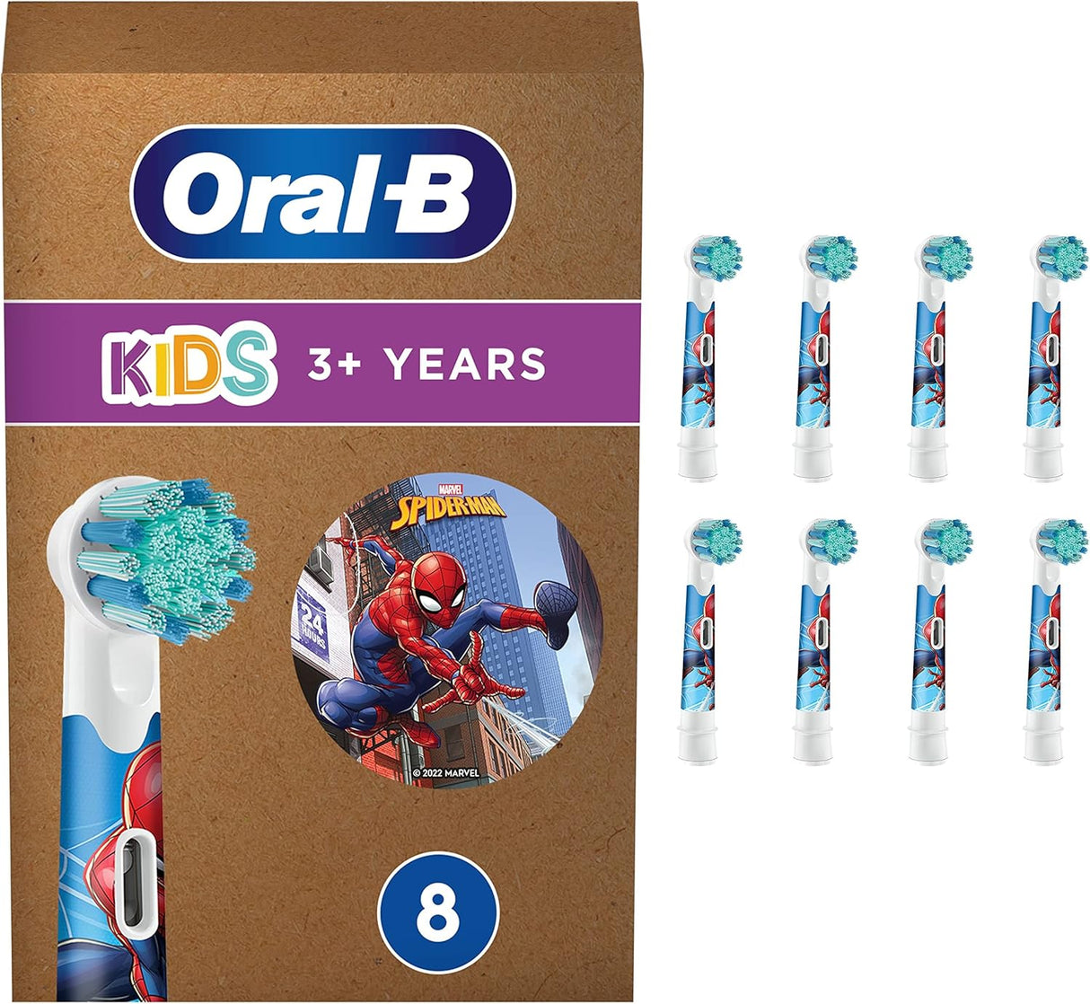 Oral-B Stages Power Marvel Spiderman Kids Electric Toothbrush Heads - 8 Pack