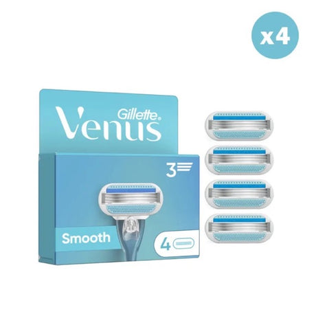 Gillette Venus Smooth Razor Blades - 16 Piece Bundle (4 Packs of 4)