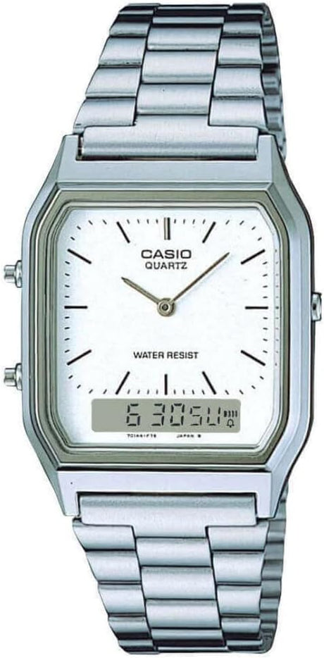 Mens Classic Combi Watch Silver with White Dial - AQ-230A-7DMQYES