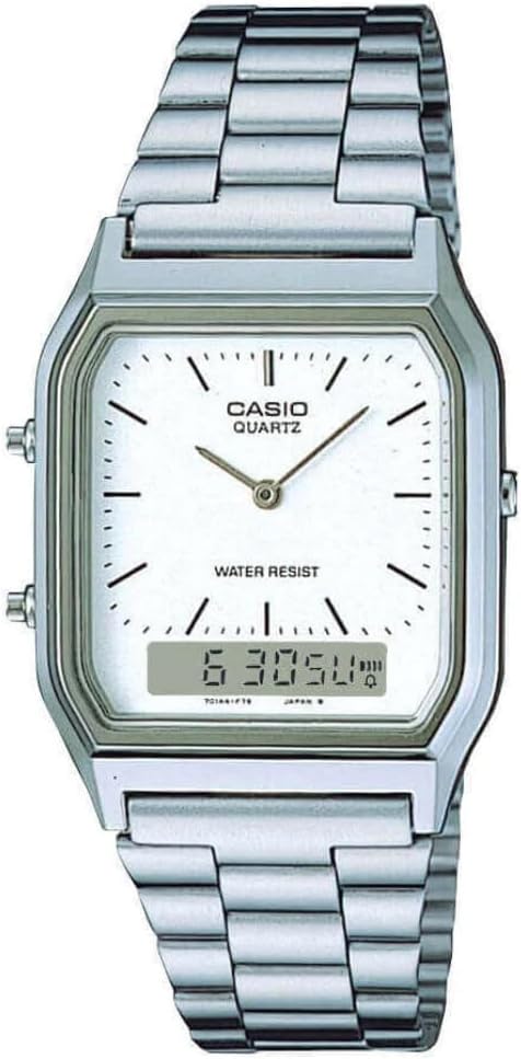 Casio Mens Classic Combi Watch Silver with White Dial - AQ-230A-7DMQYES
