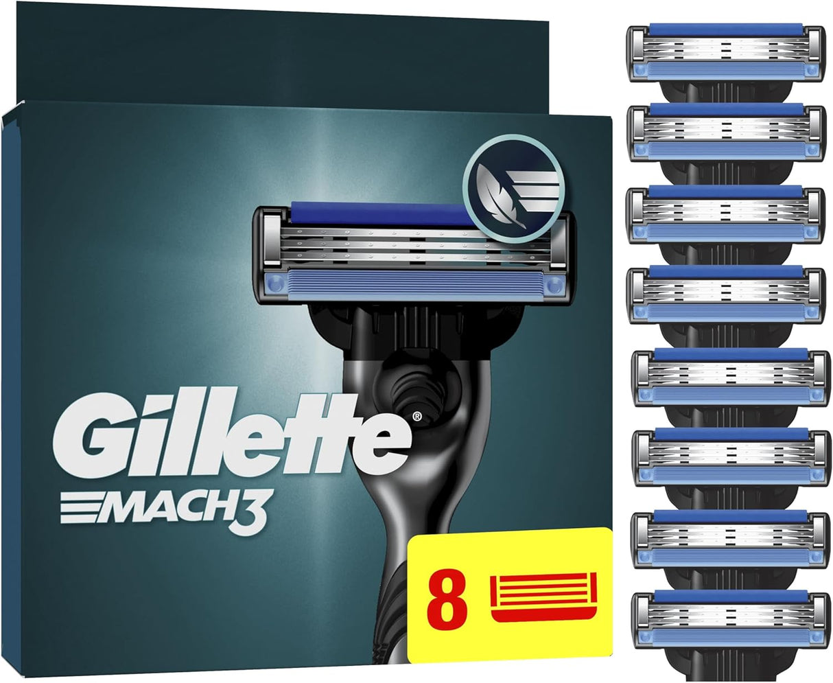 Gillette Mach3 Razor Blades Upgraded Lubrastrip - 8 Pack