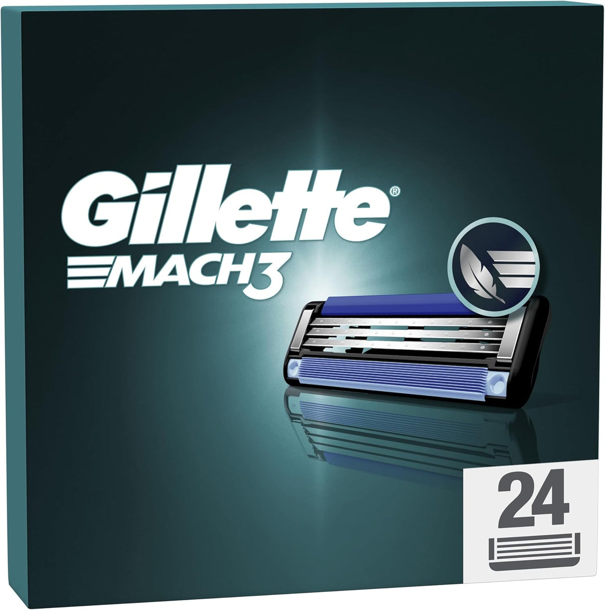 Gillette Mach3 Razor Blades Upgraded Lubrastrip - 24 Piece Bundle (3 x 8 pack)