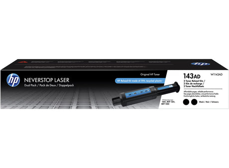 HP 143AD 2-Pack Black Original Neverstop Laser Toner Cartridge Reload Kit - W1143AD