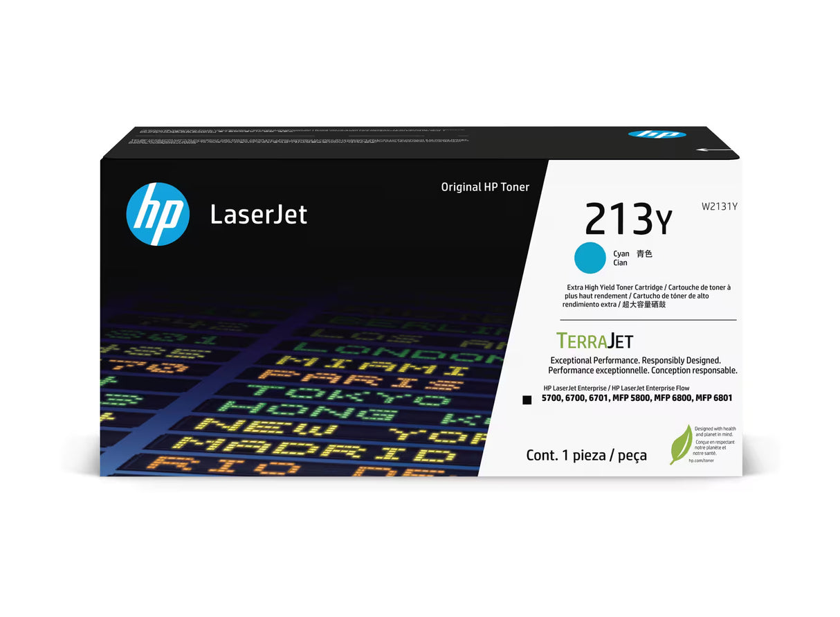 HP 213Y Extra High Yield Cyan Original LaserJet Toner Cartridge - W2131Y