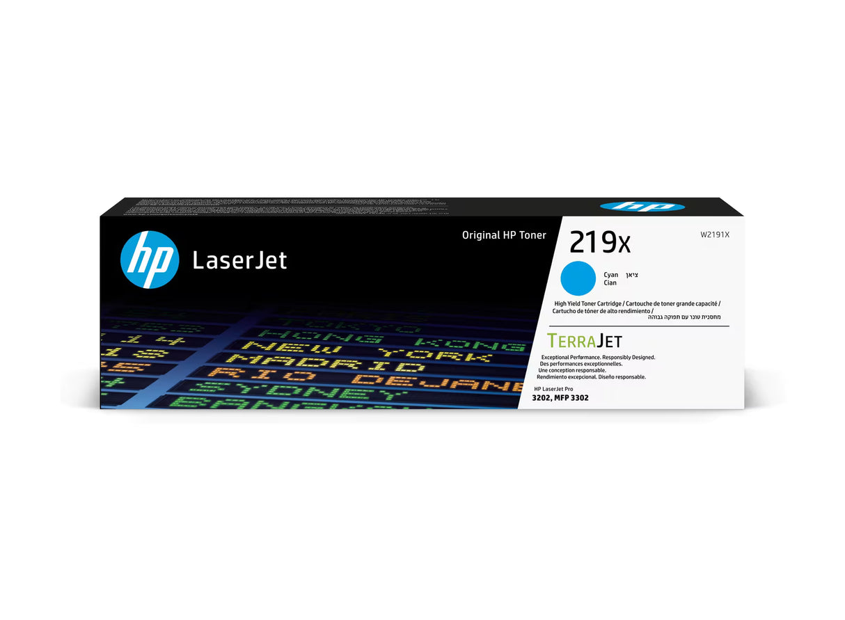 HP 219X High Yield Cyan Original LaserJet Toner Cartridge - W2191X