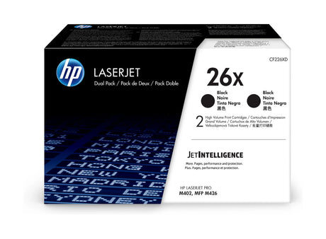 HP 26X 2-Pack High Yield Black Original LaserJet Toner Cartridges - CF226XD