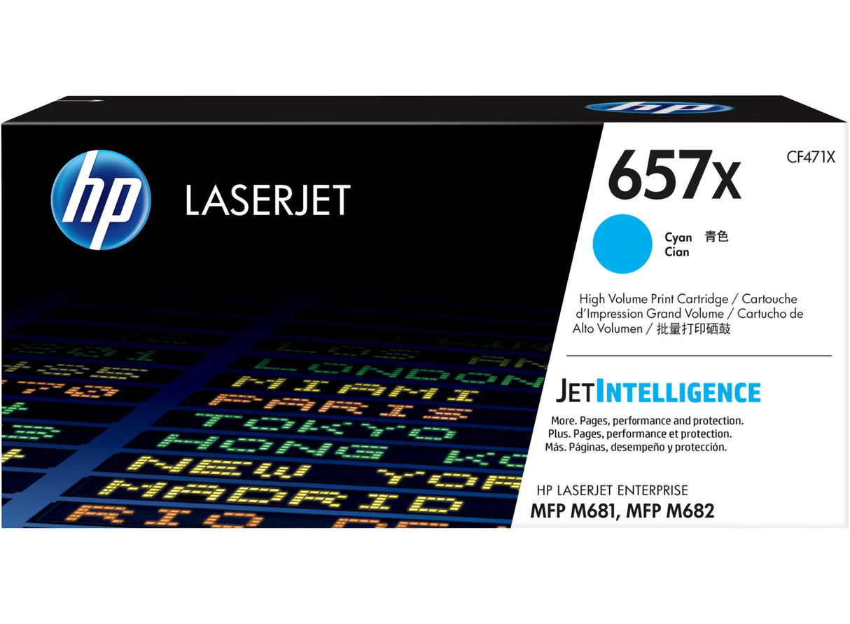 HP 657X High Yield Cyan Original LaserJet Toner Cartridge - CF471X