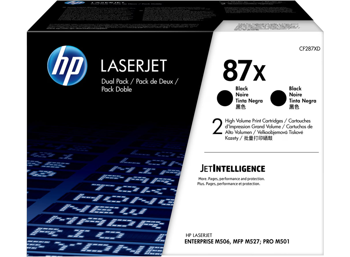 HP 87X 2-Pack High Yield Black Original LaserJet Toner Cartridges - CF287XD