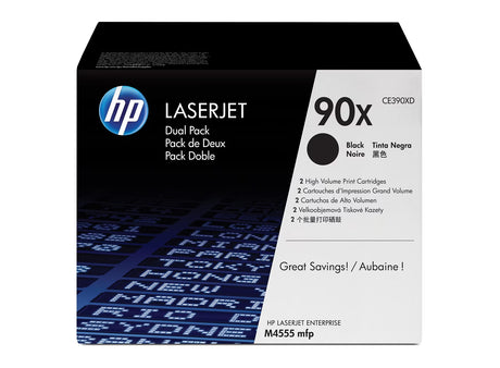 HP 90X 2-Pack High Yield Black Original LaserJet Toner Cartridges - CE390XD