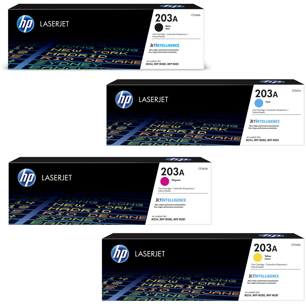 HP 203A Black Cyan Magenta Yellow Original LaserJet Toner Cartridges Multipack