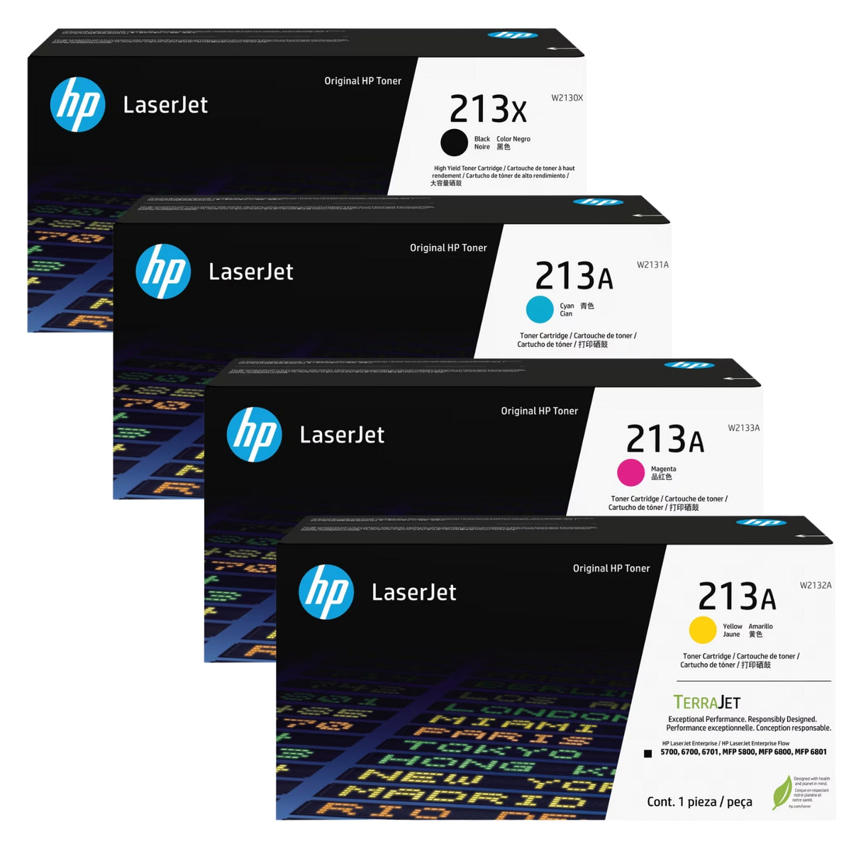 HP 213X Black 213A Cyan Magenta Yellow Original LaserJet Toner Cartridges Multipack