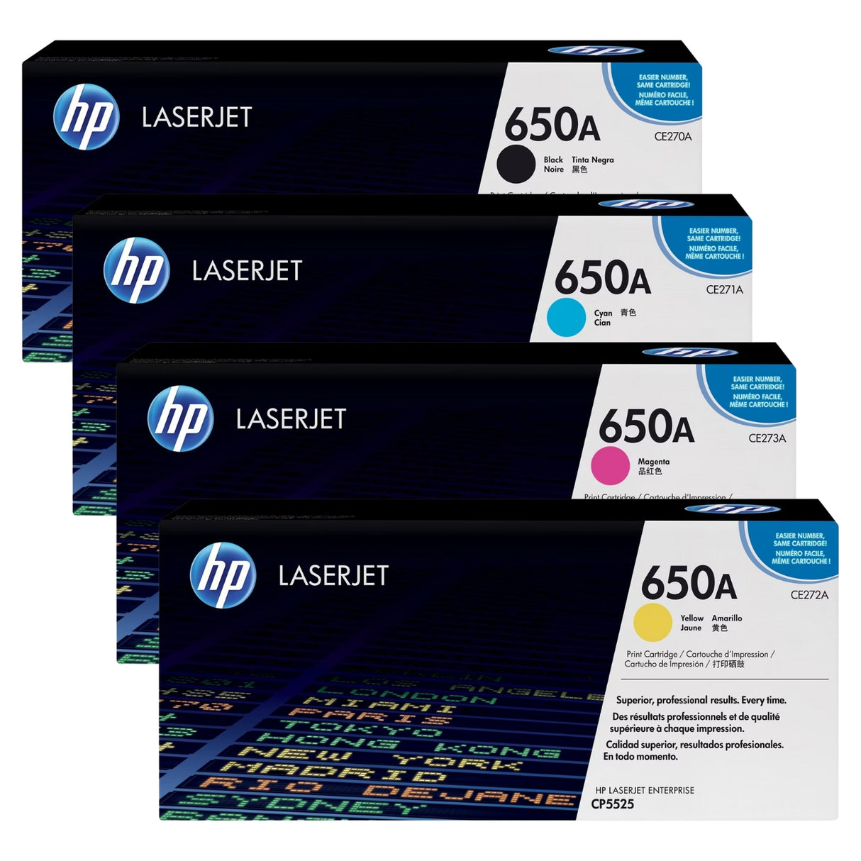HP 650A Black Cyan Magenta Yellow Original LaserJet Toner Cartridges Multipack