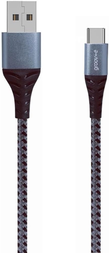 Groov-e USB-C to USB-A Charging Cable 1M Braided, Space Grey - GVMA005SG