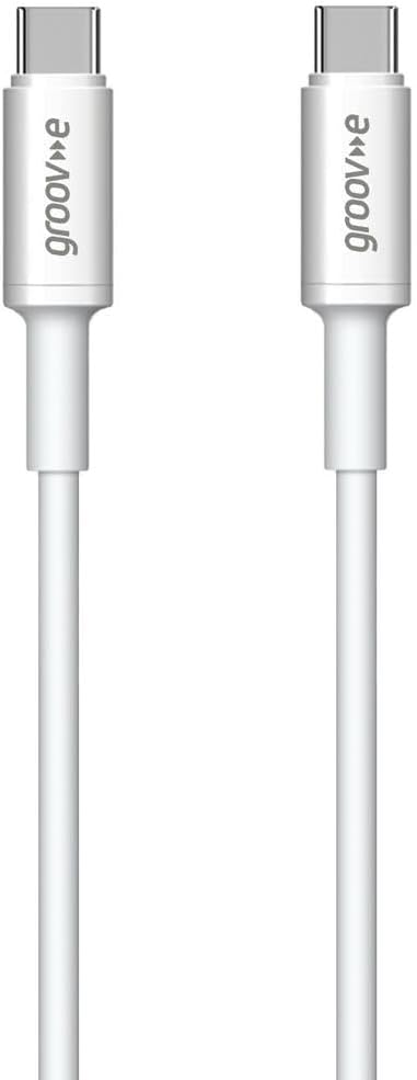 Groov-e USB-C to USB-C Charging Cable 1M, White - GVMA021WE