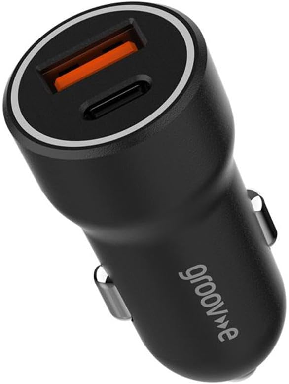 Groov-e USB-C & USB-A Car Charger 20W, Black - GVMA124BK