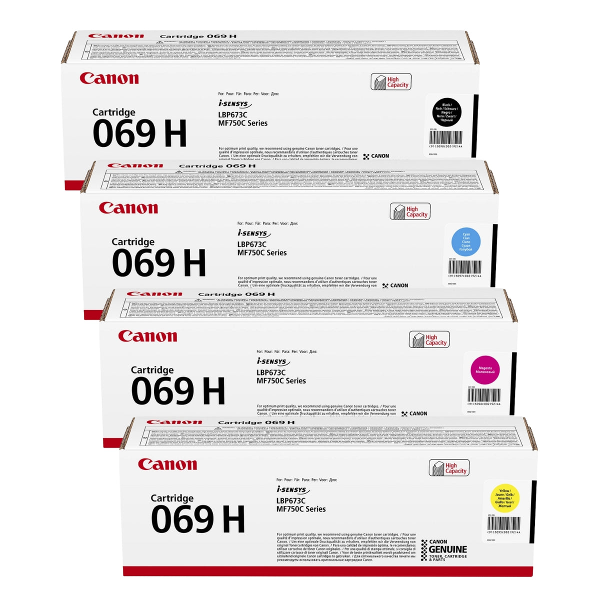 Canon 069H High Yield Black Cyan Magenta Yellow Toner Cartridges Multipack